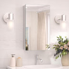 TokeShimi 14x24 Bathroom Mirror with Storage Tempered, Aluminum Silver Recessed Medicine Cabinet with Mirror Frameless Stepless Adjustable Shelf, Surface Mount Medicine Cabinet for Bathroom