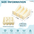 Silicone Soap Dish with Drain, Upgrade Double Suction Cups at The Bottom for Anti-Slip and Stability, Soap Dish Shower Waterfall Bar Soap Holder Tray with Drain Soap Holder (4, CreamWhite)