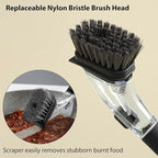 Soap Dispensing Dish Brush with Handle, Kitchen Scrub Brush for Dishes Pots Pans Sink Cleaning (Black)