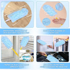 50 Pcs Duster Refills, 360° Dust Removal Brush Disposable Replacement Head with 1 Short & 1 Extendable Handle, Polyester Fiber for Electronics, Furniture, Blinds, Ceiling Fans, Walls