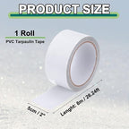 PATIKIL Awning Repair Tape 8m x 5cm Waterproof Canvas Tape High Adhesive Tear Repair Patch Kit for PVC Tarpaulin Tent Awning Fabric RV Sail Boat Cover, White (2" x26.24ft)