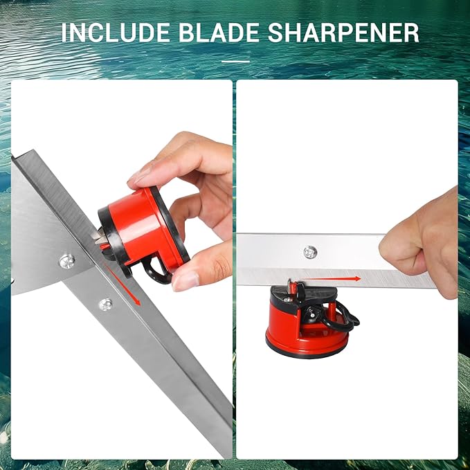 Lake Weed Cutter, 37" Lake Rake Aquatic Pond Plant Cutting Tool，Pond Rake with 3 Adjustable Cutting Angles, 30ft Thicker Rope, Sharp Blades Shear Cattail, Reed, Phragmites Lilly & Chara Algae
