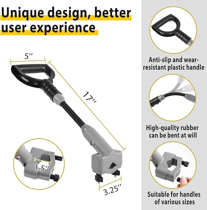Universal Shovel Handle, Strain-Reducing Elasticity Snow Shovel Handle Ergonomic Back Saver Attachment for Snow Shovels, Rakes, Weed Eater,String Trimmer, Gardening Tools