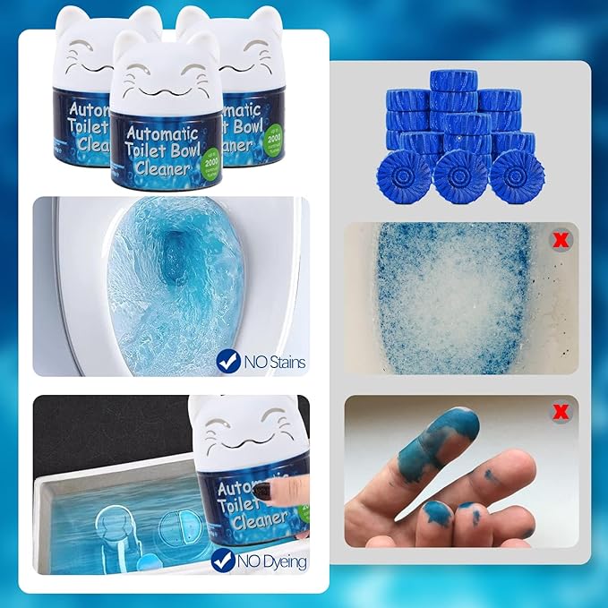 Toilet Bowl Cleaner | Automatic Long-Lasting Toilet Bowl Cleaner Tablets | Easy-To-Use, Septic Safe Toilet Cleaner in Bottle | Powerfully Cleans and Prevent Stain Build Up | 1 Count