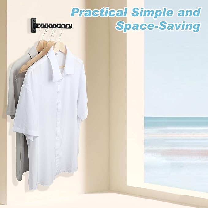 Alise Cloths Drying Rack Wall Mounted, Stainless Steel Folding Laundry Hanging Rack, Swivel Space Saving Clothes Hanger Racks for Bedroom Bathroom Laundry, Matte Black, Double Pack