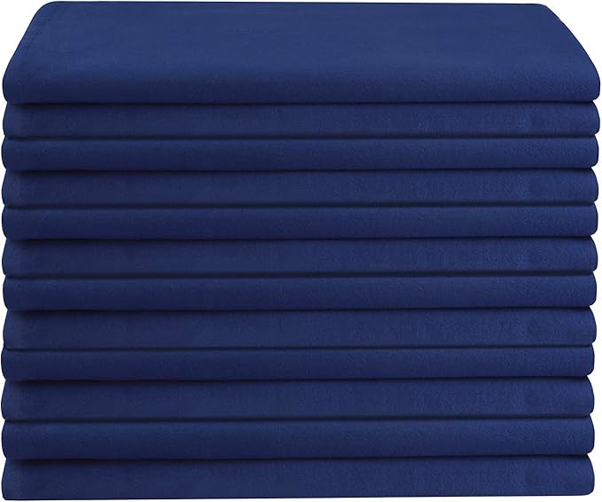 DG Collections 100% Cotton Flour Sack Towels – 12 Pack, 27x27 Inches, Navy, Lint-Free, Pre-Washed, Hemmed Edges – Reusable Kitchen Towels for Cleaning, Embroidery, Printing & Crafts - Navy