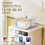 Trash Bag Dispenser Holder - 2 in 1 Clear Acrylic Plastic Garbage Bags Container With Bamboo Lid Storage Box for Kitchen Pantry Laundry Room Organization, Large Trash Bag Organizer Under Sink