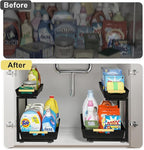 2 Pack Under Sink Organizer,2 Tier Pull Out Adjustable Height Under Cabinet Storage,Under Sink Storage for Kitchen Bathroom Cabinet