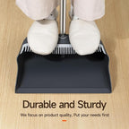 CTIME Broom and Dustpan Set, Extra Brush Head & 52" Adjustable Long Handle Standing Dustpan Set, with Dust Pan Teeth to Clean Pet Hair, Easy Sweeping Suitable for Home Kitchen Office Lobby