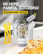 Fanttik G9 Handy Cordless Electric Spin Scrubber, MagnaStorm Motor, Dual-Speed, 5 Brush Heads, LED Display, IPX7 Waterproof, 2500mAh with Type-C Charging, for Kitchen, Sink, Tile, Stove- White