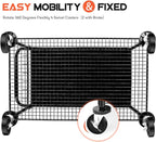 WDT 680Lbs Capacity Heavy Duty Rolling Utility Cart,2 Tier Rolling Carts with Wheels,Commercial Grade Metal Cart with Handle Bar & Shelf Liner,Trolley Serving Cart for Restaurant,Kitchen,Black