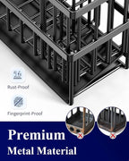 Kitsure Sponge Holder for Kitchen Sink - Rustproof Stainless Steel Sink Caddy Organization and Storage Essentials with High Brush Holder, Home Decor Accessories, 7.9" x 3.7" x 6.2", Black