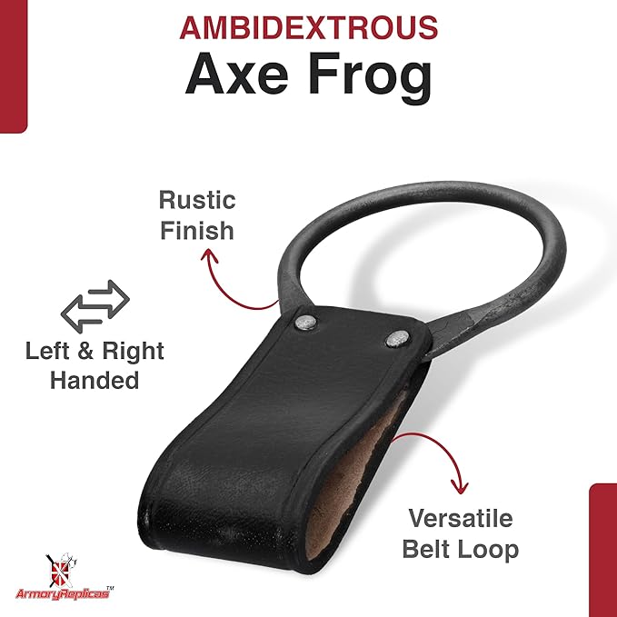 Armory Replicas - Ring Leather Universal O-Ring Medieval Style Axe Holder Belt Frog - Hand Crafted Genuine Leather Costume Weapon Holster Holder