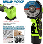 Cordless Brush Angle Grinder Kit, 19500rpm Mini Electric Angle Grinding Tool with 2pcs 16.8V 2000mAh Batteries and 5-Cutting Discs, Grinder Handheld Cutter for Metal Wood