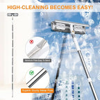 MUEE Window Cleaning kit,2-in-1 Adjustable Window Washing Squeegee Kit with Extension Pole,Squeegee Window Cleaner Tool with Scrubber and Rotating Head for Indoor and Outdoor Window