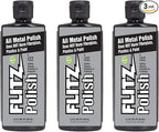 Flitz Multi Purpose Metal Polish Liquid - 3.4oz Bottle of USA-Made Tarnish Remover - For Aluminum, Chrome, Brass, Nickel, Silver - Non-Abrasive Metal Cleaner and Polish, Restorer (3 Pack)
