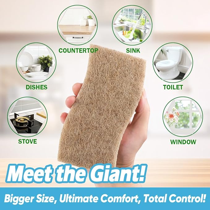 AIDEA XL Sponges Kitchen, 12Count, Non-Scratch Scrub Sponge, Large Natural Sponge for Non Stick Cookware, Cellulose Cleaning Sponge for Dishes, Kitchen, Bathroom, Household