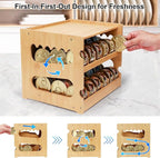 Bamboo Can Organizer for Pantry, 2 Tier Bamboo Pantry Organizer for Kitchen Counter, Cat Food Storage Holds Up to 36 Cans, Can Rack Organizer for Human and Pet Food Cans, FIFO Design