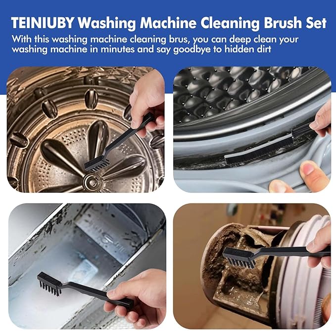 6 Pcs Washing Machine Cleaning Brush Kits,Front Load Washer Cleaner Brushes Tools -1 Pcs Drum Laundry Cleaning Brush and 5 Pcs Crevice Cleaning Brushes for Tight Spaces and Washer Rubber Seal