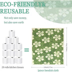 6 - Pack Swedish Kitchen Dish Cloths - Reusable Paper Towels for Counters & Dishes - Eco Friendly Cellulose Sponge Cloth - Assorted (Botany)