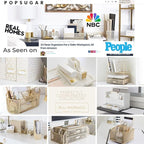 BLU MONACO Gold Magazine Basket: Stylish Gold Rack and Organizer for Floor or Bathroom Storage – Decorative Narrow Book and Magazine Holder.