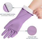 Rubber Cleaning Gloves for Dishwashing, 4 Pairs Reusable Kitchen Gloves for Washing Dishes and Household Cleaning, Colorful Dish Gloves with Flocked Lining and Non-Slip Grip, Pefect for Woman Men - S