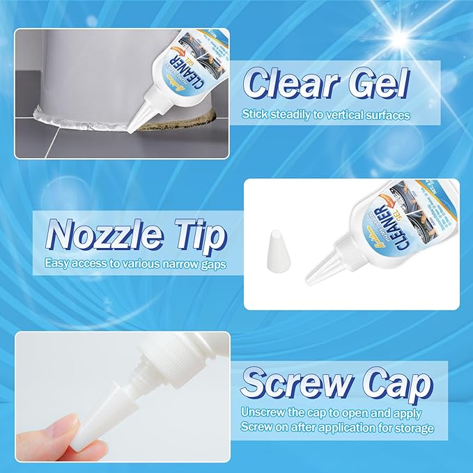 Mold Stain Cleaning Gel, 8 Fl Oz Washing Machine Cleaner, Household Grout Cleaner for Washing Machine, Refrigerator Strips, Best for Home Sink, Kitchen, Showers
