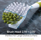 Dish Brush with Handle, Stiff Bristles Dish Scrubber for Pots, Pans & Sink Cleaning, 3 Pack