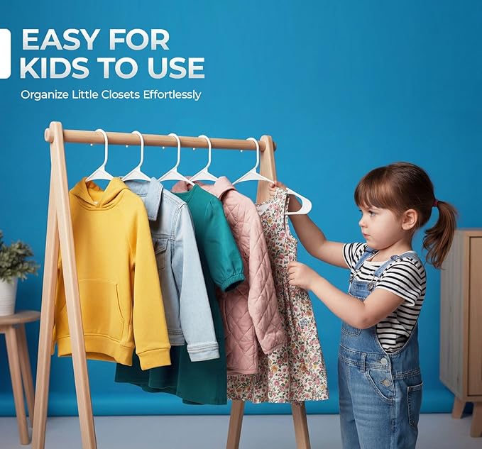 Beddora Plastic Hangers 20 Pack,White Clothes Hangers for Closet Organization and Storage Space-Saving Design, Kids & Adult Coat Hanger for Suits, Shirt & Percheros Ganchos para Colgar Ropa Hangars