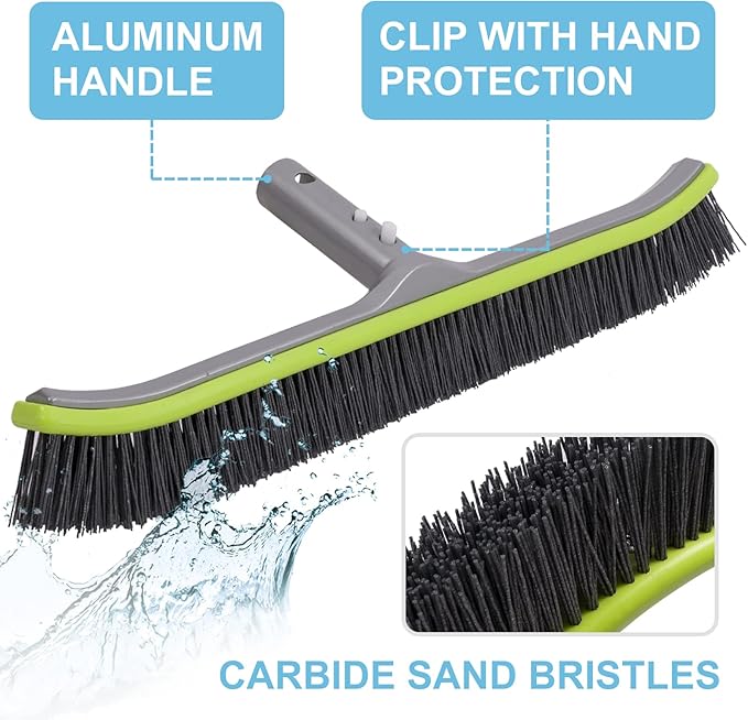 Pool Brush Head for Cleaning Plaster and Gunite Concrete Surfaces,Heavy Duty Inground Swimming Pools Stiff Bristles Scrub Brushes