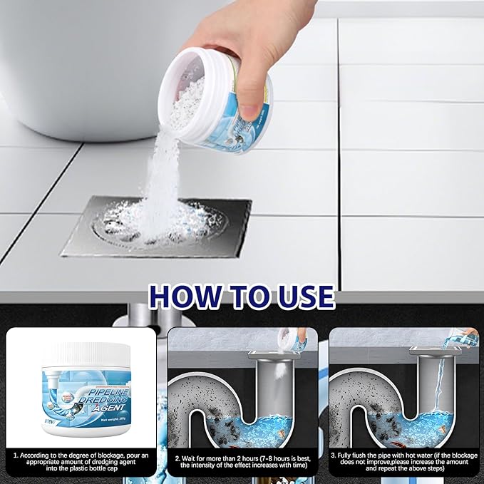 Pipeline Dredging Agent-Sink Drain Hair Clog Remover Cleaner,Toilet Unclogger Heavy Duty,Bathroom Shower Pipeline Dredging Agent,Unclog Clogged Drain(260g)