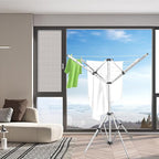 Outdoor Drying Rack with 4-arm Telescopic Aluminum Drying Rack Fixed with Ground Nails, 28 Drying Ropes, 65 Feet Large Capacity Windproof Rotating Umbrella Style Clothes Drying Rack