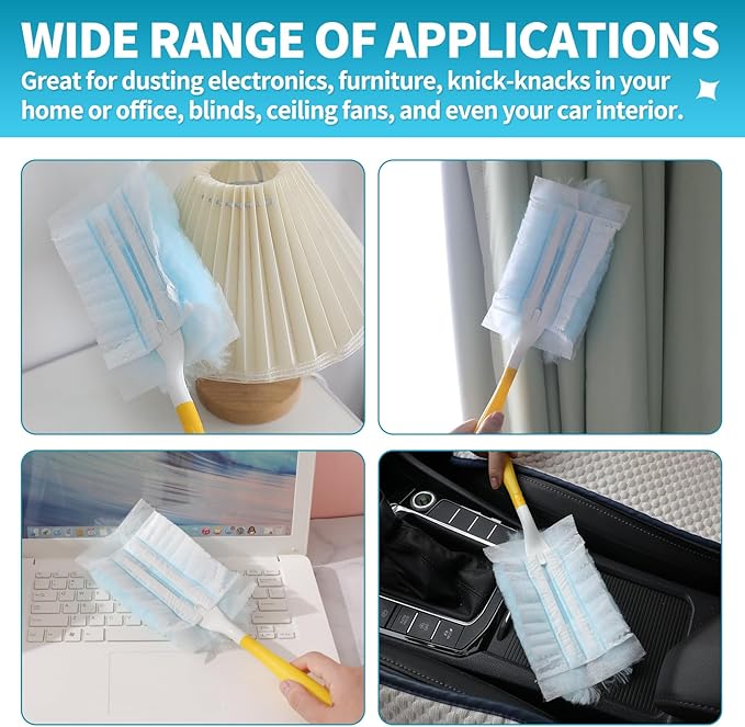 Disposable Microfiber Feather Duster Refills, Multi-Surface Duster Compatible with Swiffer Dusters Handle, 60 Count(Unscented, Pack of 1)