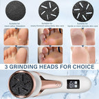 Hoxida Electric Callus Remover for Feet (with Dander Vacuum Cleaner), Quartz, Rechargeable Foot Pedicure Tools Foot File, Professional Foot Care Kit Deadskin Remover with 3Heads&2Speed,LCD Display