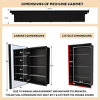 Bathroom Medicine Cabinet with Mirror, Recess or Surface Mount, Single Door Cabinet Famerhouse Bathroom Mirror with Storage Cabinet (Brush Black, 16"x26")