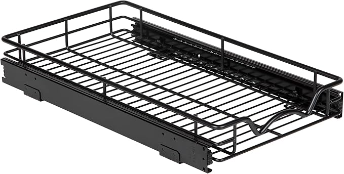 HOLDN’ STORAGE Pull Out Cabinet Organizer, Heavy Duty Caddy w/Lifetime Limited Warranty -11”W x 21”D - Requires At Least 12-1/4” Cabinet Opening, Steel Metal Cabinet Drawers Slide Out, Black