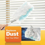 JOYMOOP Disposable Electrostatic Duster for Cleaning,With 1 Handles & 12 Ct Blue Heavy Duty Refills for Swiffer Feather Duster,Household Cleaning Tool for Electronics,Dusting Furniture,Blinds,Pet Hair