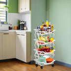 Rolling Rack Storage Cart, Foldable Metal Organizer with casters, Multi-Level Shelf for Kitchen, Office, Laundry, White 4-Tier 14.17" L x 10.71" W x 29.5" H