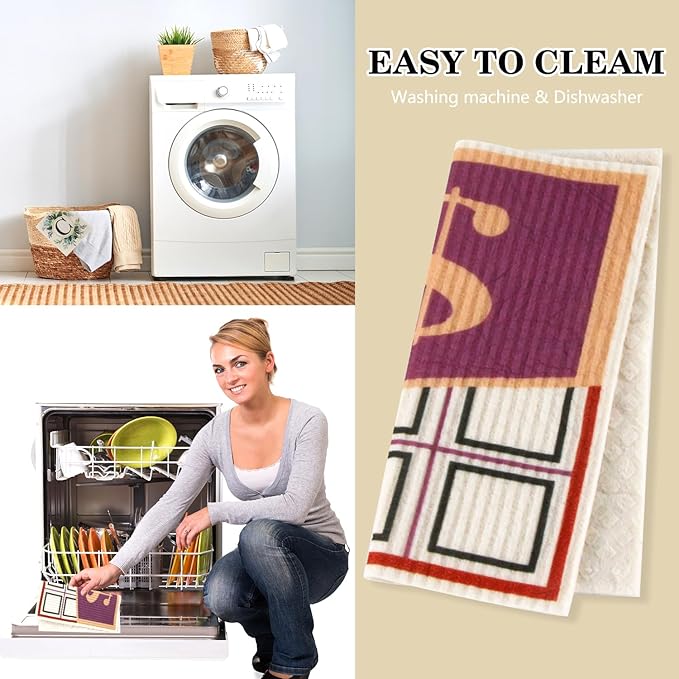 6 Packs Swedish Kitchen Dish Cloths - Reusable Paper Towels for Counters & Dishes - Eco-Friendly Cellulose Sponge Cloth - Assorted (US Dollar)