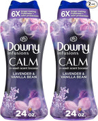 Downy Calm In Wash Laundry Scent Booster Beads,Soothing Lavender And Vanilla Bean Scent,24.0 OZ,Laundry-Scent Beads,Long Lasting Freshness,(Pack of 2)
