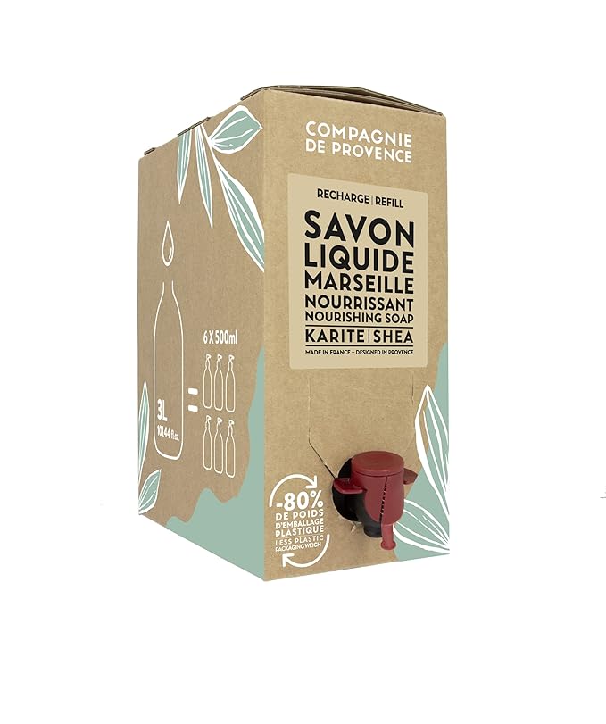 Compagnie de Provence Savon de Marseille Nourishing Liquid Soap, Karite (Shea Butter), 101.4 Fl Oz Eco Refill