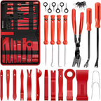 LadyRosian 37Pcs Trim Removal Tool Set, Car Upholstery Repair Kit, Auto Clip Pliers Fastener Remover Tool, Door Panel Tool, Car Panel Tool Radio Stereo Removal Tool Kit with Storage Bag (Red)