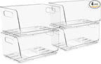 Sorbus Stackable Storage Bins Open Front - Clear Stackable Storage Bins - Pantry Bins for Storage and Organization - Acrylic Stackable Bins for Kitchen - Clear Pantry Organizer Bins (Small 4 Pack)