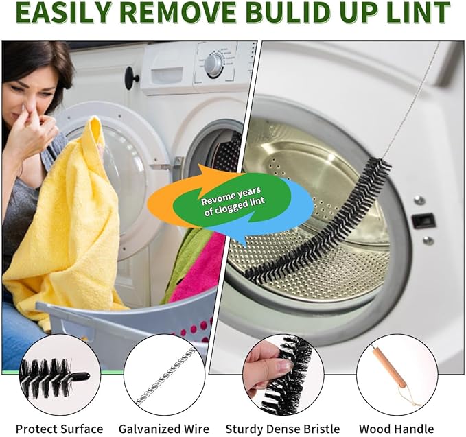 Dryer Lint Brush Vent Cleaner 30 inch Refrigerator Coil Cleaning Brushes Clothes Trap Duct Remover, Crevice Cleaning Brush, Washing Machine Cleaning Tools for Household (1 Pack)