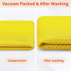 Homaxy 100% Cotton Waffle Weave Kitchen Dish Towels, Ultra Soft Absorbent Quick Drying Cleaning Towel, 13 x 28 Inches, 4-Pack, Yellow