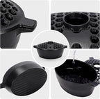 G GOOD GAIN Wood Stove Steamer - Cast Iron Stove Humidifier with Large Opening Top | Oval Bowl Fire Place Stove Pot for Home Heating Decorative | Matte Finish & 2.7 Quart, Black