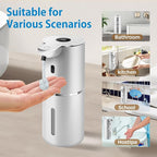 Automatic Liquid Soap Dispenser 12.8oz, Rechargeable & 6 Levels Soap Adjustable with Digital Display, Wall Mount, Waterproof, Touchless Hand/Dish Soap Dispenser for Kitchen, Bathroom, Hotel
