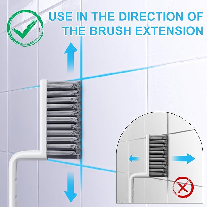 V-Shaped Grout Cleaner Brush, 3 Pcs Hard Grout Cleaning Brushes for Tile Floors, Handheld Grout Brush Set with 3 Hooks for Shower, Bathroom, Kitchen, Home Use