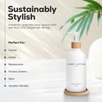 White Glass Lotion Dispenser with Pump Bathroom Set by Brighter Barns - Hand Lotion Dispenser with Tray - Modern Bathroom Decor - Boho Bedroom Decor for Housewarming Gift, Airbnb, Hotel (White)