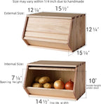 Stackable Solid Wood Storage Chests,Bins with Lids,Modular Wooden Multi-use Box,Closet Storage Organizers,Hall Entryway Cabinet,Drawers,Potato,Onion,Bread,Classify by Items,15.5”W(1 Pack)